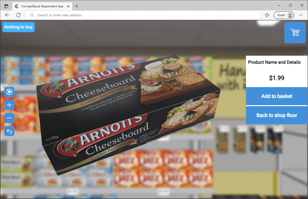Showing a 360 3D product on a Virtual Shelve